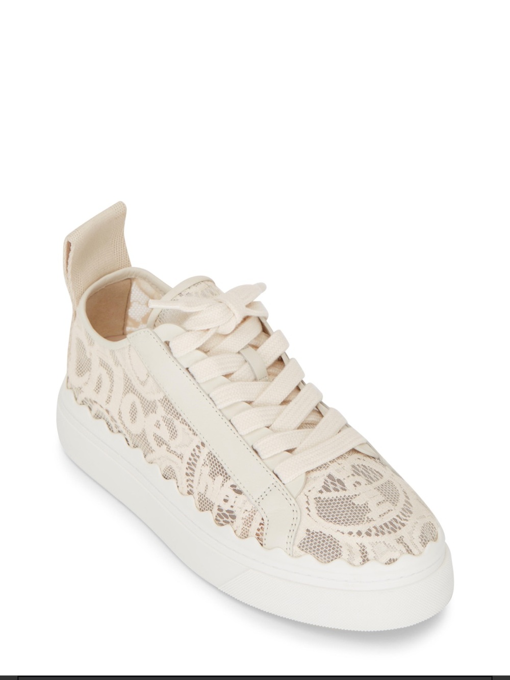 CHLOÉ Lauren Mild Beige Lace Sneaker Size 40